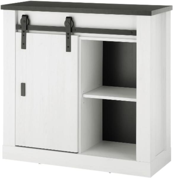 Aktenschrank Stove in weiß Pinie und anthrazit Landhaus 93 x 91 cm