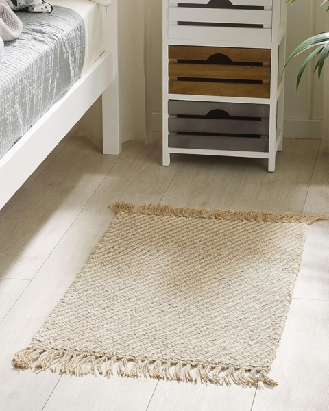 Teppich beige 50x80 cm Streifenmuster Kurzflor zweiseitig ALADAG Bild 2
