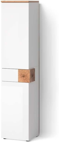Livinity® Hochschrank Tanaro, Weiß/Weiß, 40 x 184.2 cm mit 2 Türen und Schublade