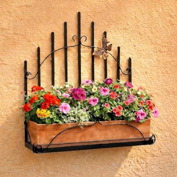 DanDiBo Pflanzenhalter Wand Wandblumenhalter Blumenhalter Blumentopfhalter Schwarz Metall 50 cm Hängend Wandkorb 96237 Pflanzenregal Blumenregal Wandregal