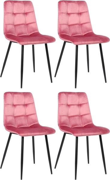 4er Set Esszimmerstuhl Tilde Samt (Farbe: pink)