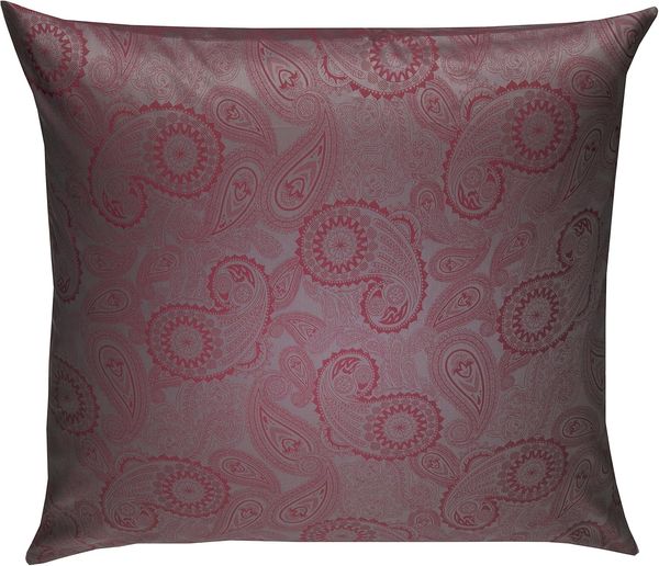 Bettwaesche-mit-Stil Mako-Satin Damast Paisley Bettwäsche "Davos" rot - grau Kissenbezug 40x40 cm