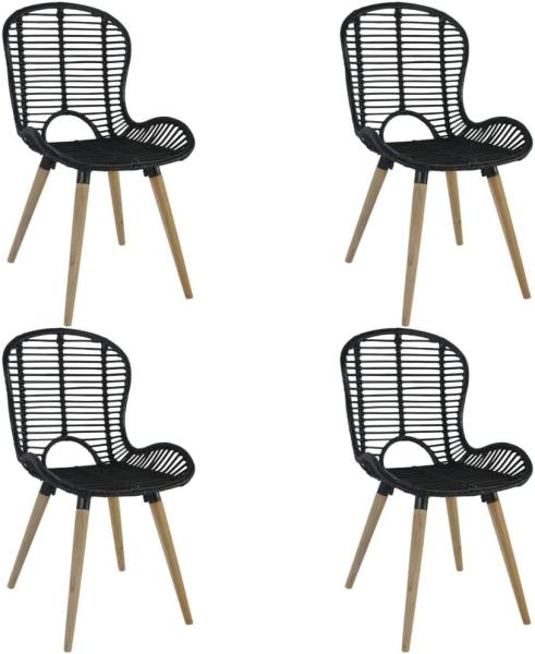 vidaXL Esszimmerstühle 4 Stk. Schwarz Natur Rattan 246808