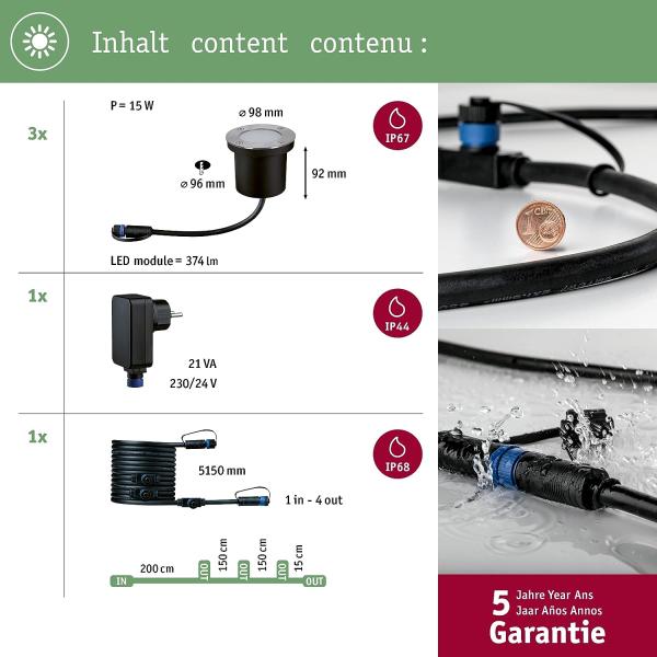 Paulmann No. 94275 Plug & Shine Basisset Bodeneinbauleuchte IP65 RGBW 24V ZigBee Bild 4
