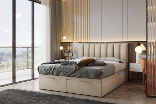 TRADA Boxspringbett BOND mit Taschenmatratze - Elegant Polsterbett mit Zwei Bettkasten (Bett + Materatze), mit zwei Bettkasten - mit Funktion, die das Bettenmachen erleichtert Bild 1