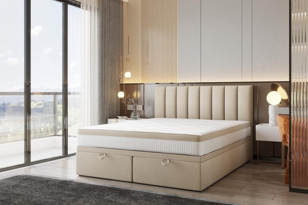 TRADA Boxspringbett BOND mit Taschenmatratze - Elegant Polsterbett mit Zwei Bettkasten (Bett + Materatze), mit zwei Bettkasten - mit Funktion, die das Bettenmachen erleichtert Bild 4