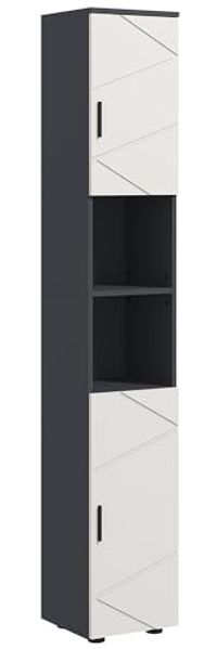 Kleankin Badkommode Hoher Badezimmerschrank (schmaler Badezimmer-Aufbewahrungsschrank, 1 St, mit verstellbaren Regalen), 30 x 30 x 183 cm, Dunkelgrau