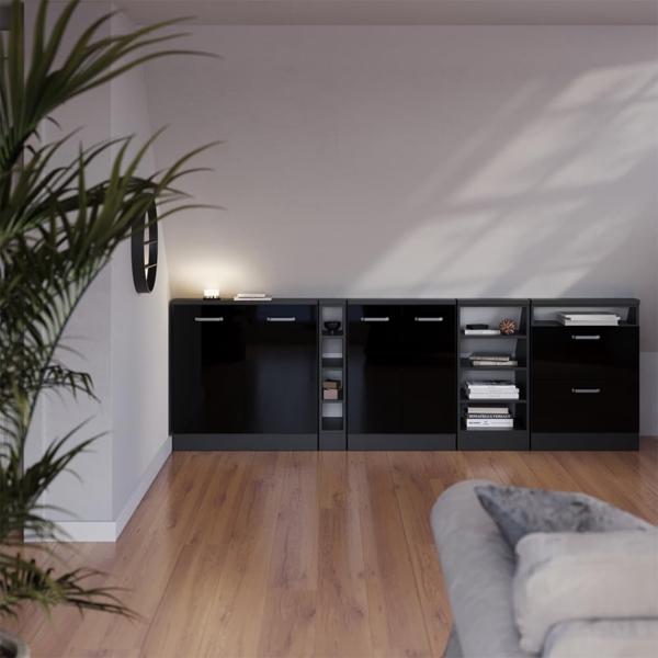 Dachschrägenschrank-Set Rion Schwarz Hochglanz/Anthrazit 2er Set Vicco Bild 7