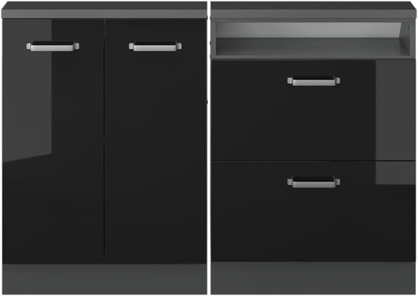 Dachschrägenschrank-Set Rion Schwarz Hochglanz/Anthrazit 2er Set Vicco Bild 5