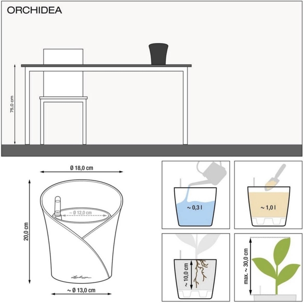 LECHUZA 'ORCHIDEA ALL-IN-ONE' Planter, Durchmesser 18 cm, Taupe 446114 Bild 6