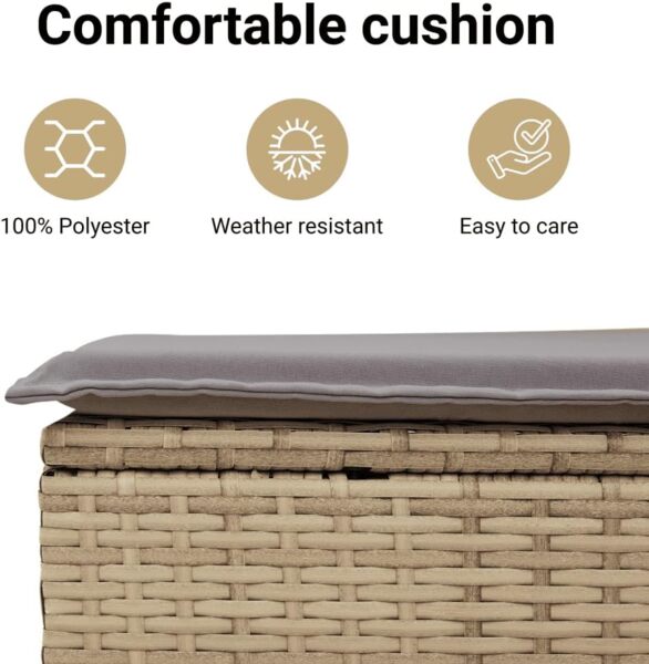 vidaXL 8-tlg. Garten-Sofagarnitur mit Kissen Beige Poly Rattan 3255156 Bild 5