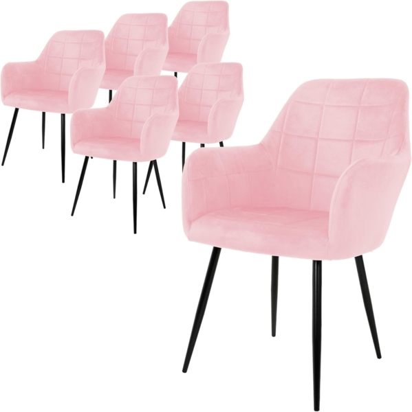 ML-DESIGN Stuhl Esszimmerstuhl ergonomisch & gepolstert, Esstischstuhl mit Rückenlehne (6 St), Wohnzimmerstuhl Rosa Samtbezug Küchenstuhl Polsterstuhl