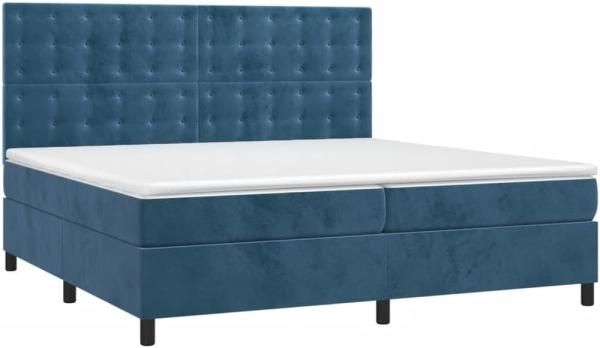 vidaXL Boxspringbett mit Matratze & LED Dunkelblau 200x200 cm Samt 3136387