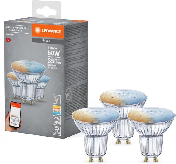 LEDVANCE 3x Wifi SMART+ LED Lampe Spot Tunable Weiß (ex 40W) 5W / 2700-6500K GU10 3er