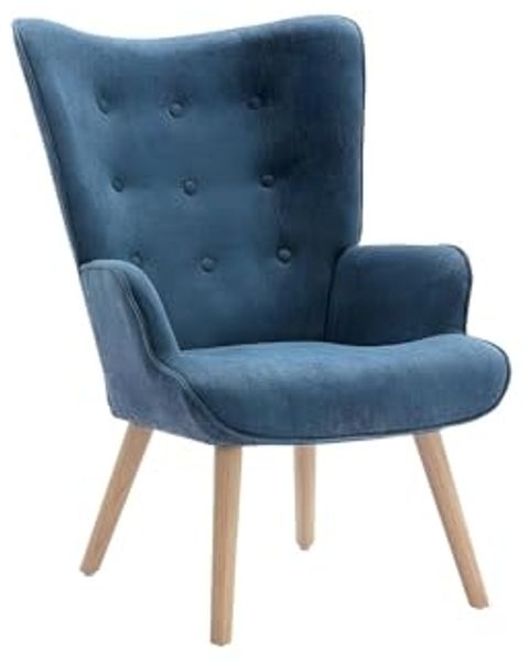 Vente-unique - VATELY Sessel Stoff Blau - B 78 cm x H 95,5 cm x L 69 cm