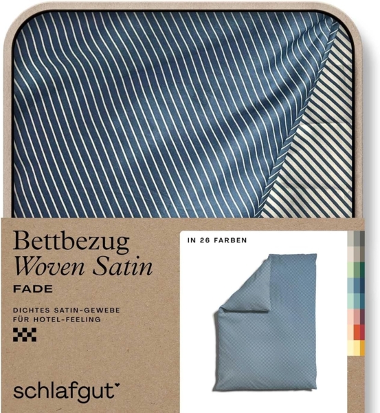 Schlafgut Woven Fade Bettwäsche|Bettbezug einzeln 135x200 cm| grey-light-blue-mid