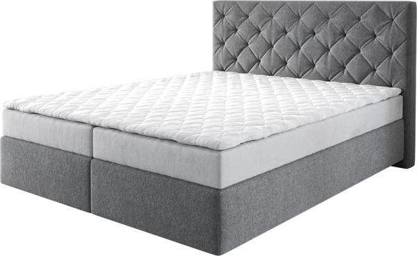 Boxspringbett Dream-Great Mikrofaser Anthrazit 160x200 cm mit Matratze und Topper