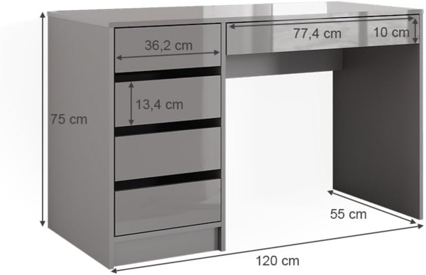 Schminktisch Sherry Grau 120 cm ohne Spiegel Vicco Bild 3