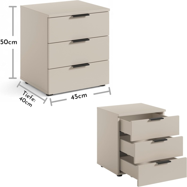 HBZ Kommode Linz Nachtkonsole, BxHxT 45x50x40cm (1 St), Breite 45cm,Lip-Griff, Melaminbeschichtung Bild 3
