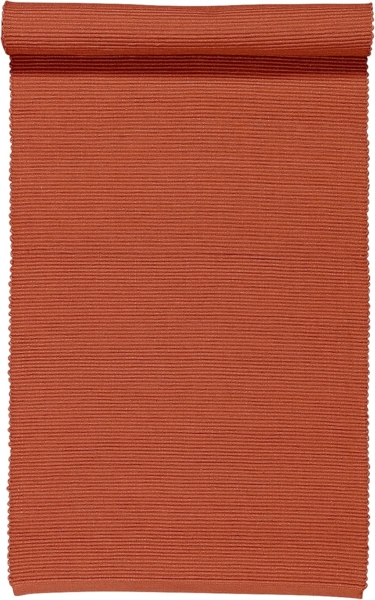 LINUM UNI Dekoratives Tischläufer für Esstisch 45x150 cm, 100% Gerippte Baumwolle, Maschinenwaschbar, Rostorange