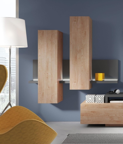 Hängeschrank Broto Stauraumschrank 152x35x142cm anthrazit Ribbeck Eiche grifflos Bild 2