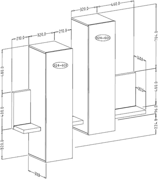 Hängeschrank Broto Stauraumschrank 152x35x142cm anthrazit Ribbeck Eiche grifflos Bild 3