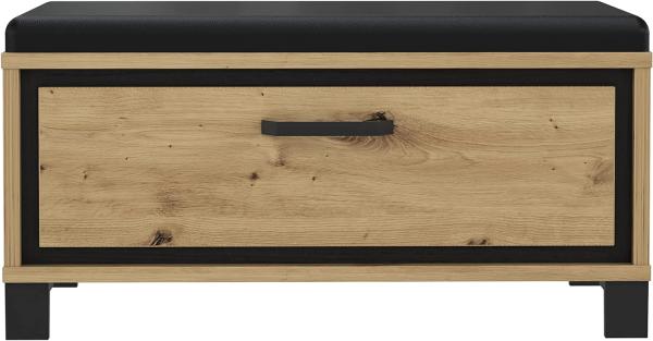 FORTE Trondheim Kleiderpaneel, Holzwerkstoff, Schwarz/Braun, 89,1 x 44,7 x 41,5 cm