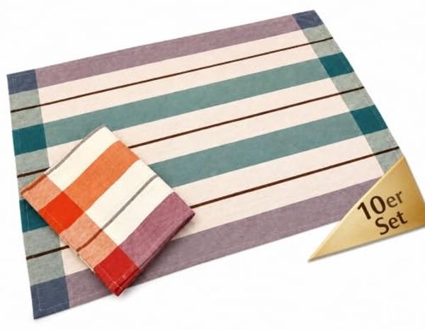 10er Set Küchentücher 50 x 70 cm aus 100 % Baumwolle – 5x Rot & 5x Blau – Saugstarke Geschirrtücher, strapazierfähig, pflegeleicht, OEKO-TEX STANDARD 100