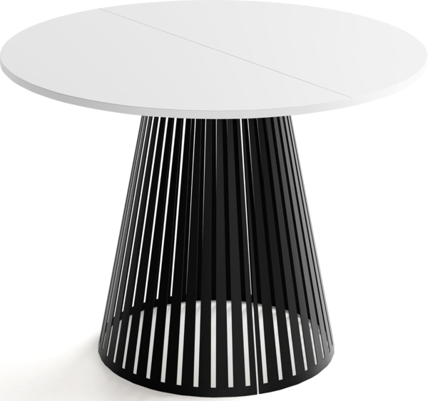 WFL GROUP Esstisch Naro Black (erhältlich in 2 Größen – 100/120 cm, ausziehbar auf 180/200 cm), platzsparender Tisch mit Lamellen für Küche, Esszimmer oder Wohnzimmer