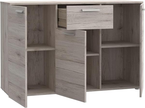 FORTE Pablo Kommode mit 3 Türen und 1 Schublade, Holzwerkstoff, Sandeiche, 41,5 x 8,5 x 120 cm Bild 4