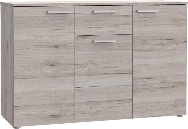 FORTE Pablo Kommode mit 3 Türen und 1 Schublade, Holzwerkstoff, Sandeiche, 41,5 x 8,5 x 120 cm Bild 3