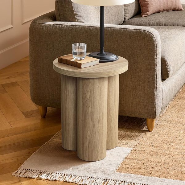 Moderner Beistelltisch Rund Holz, Runder Couchtisch fürs Wohnzimmer (Durchmesser 40 x Höhe 50 cm)