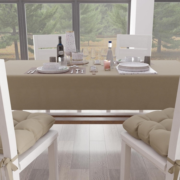 PETTI Artigiani Italiani - Rechteckige, Elegante Tischdecke, einfarbig, aus Baumwolle, für Küche, Tischdecke in Taupe für 6 Plätze (140x180 cm), 100% Made in Italy Bild 3