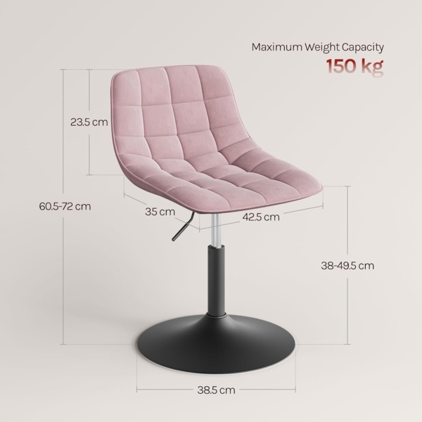 WOLTU 2er Set Verstellbarer Sitzhocker Stuhl Arbeitshocker Bürohocker Esszimmerstuhl Schminkhocker Homeoffice Kommerzieller Shop Mehrzweck 360° Schwenken Samt Rosa Sitz 38-49. 5cm Hoch Bild 3