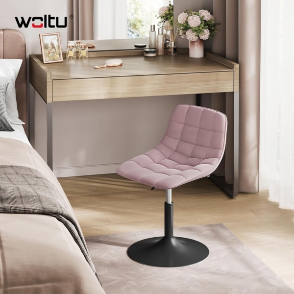 WOLTU 2er Set Verstellbarer Sitzhocker Stuhl Arbeitshocker Bürohocker Esszimmerstuhl Schminkhocker Homeoffice Kommerzieller Shop Mehrzweck 360° Schwenken Samt Rosa Sitz 38-49. 5cm Hoch Bild 2