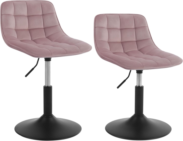 WOLTU 2er Set Verstellbarer Sitzhocker Stuhl Arbeitshocker Bürohocker Esszimmerstuhl Schminkhocker Homeoffice Kommerzieller Shop Mehrzweck 360° Schwenken Samt Rosa Sitz 38-49. 5cm Hoch Bild 1