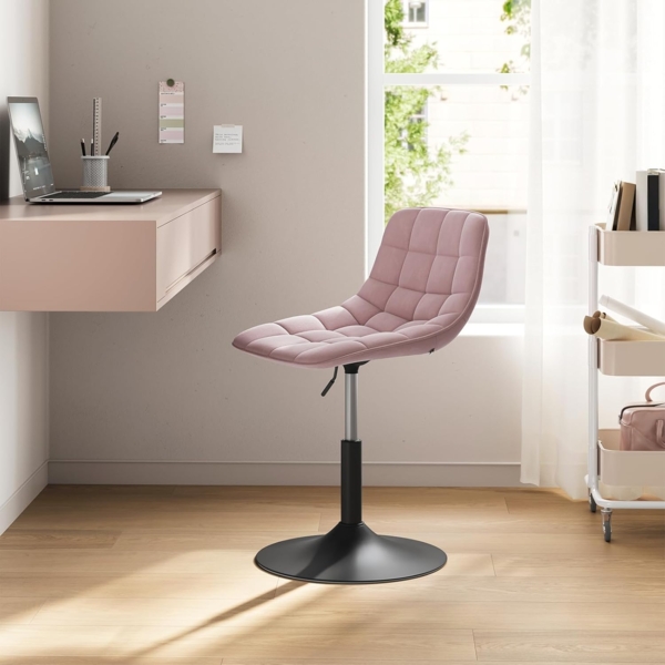 WOLTU 2er Set Verstellbarer Sitzhocker Stuhl Arbeitshocker Bürohocker Esszimmerstuhl Schminkhocker Homeoffice Kommerzieller Shop Mehrzweck 360° Schwenken Samt Rosa Sitz 38-49. 5cm Hoch Bild 9