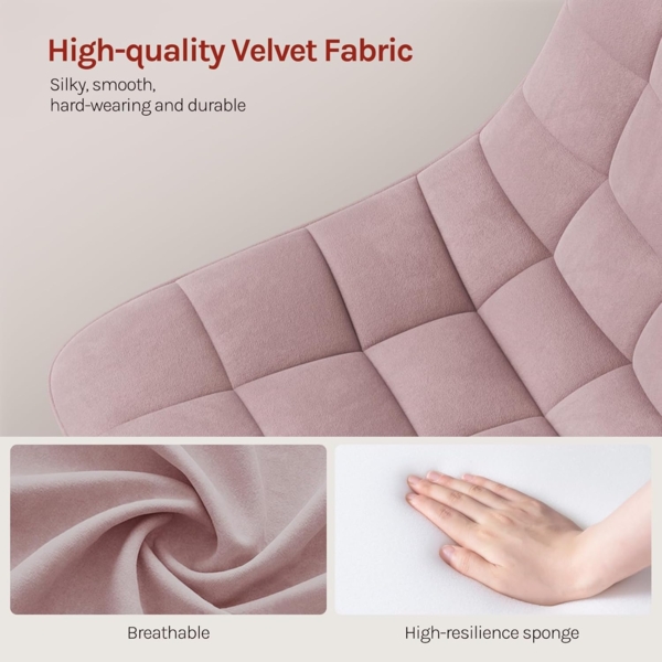 WOLTU 2er Set Verstellbarer Sitzhocker Stuhl Arbeitshocker Bürohocker Esszimmerstuhl Schminkhocker Homeoffice Kommerzieller Shop Mehrzweck 360° Schwenken Samt Rosa Sitz 38-49. 5cm Hoch Bild 5