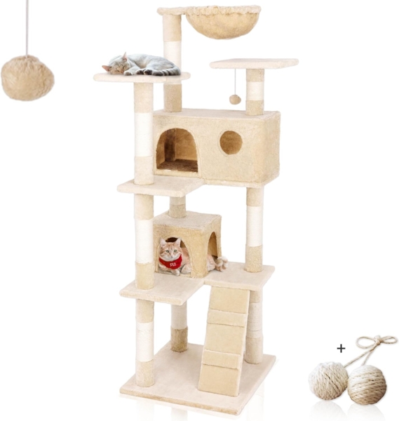 Rohrschneider Kratzbaum Kratzbaum Marley, Katzenbaum mit Katzenhöhlen und Katzenkuschelnest