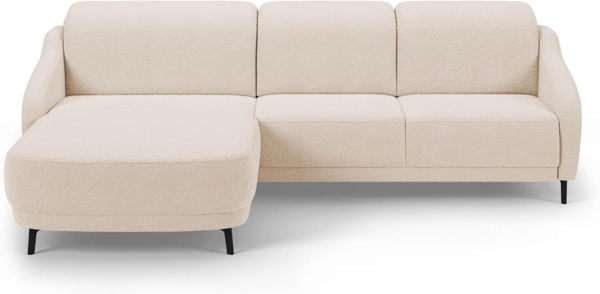 CAVADORE Ecksofa Blue/Moderne Eckcouch mit Longchair, Inkl. Kopfteilverstellung, Vorziehsitz motorisch, Klapptisch, USB-Anschluss und mattschwarzen Metallfüßen / 271 x 93 x 191 / Flachgewebe, Beige Bild 9