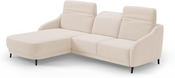 CAVADORE Ecksofa Blue/Moderne Eckcouch mit Longchair, Inkl. Kopfteilverstellung, Vorziehsitz motorisch, Klapptisch, USB-Anschluss und mattschwarzen Metallfüßen / 271 x 93 x 191 / Flachgewebe, Beige Bild 6