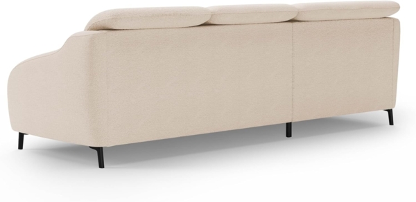 CAVADORE Ecksofa Blue/Moderne Eckcouch mit Longchair, Inkl. Kopfteilverstellung, Vorziehsitz motorisch, Klapptisch, USB-Anschluss und mattschwarzen Metallfüßen / 271 x 93 x 191 / Flachgewebe, Beige Bild 7