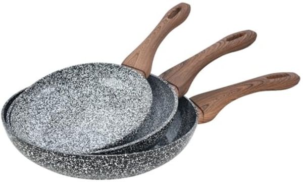 Kinghoff Kinghoff Set mit 3 Pfannen 20 cm, 24 cm, 28 cm Granit Wood KH1030