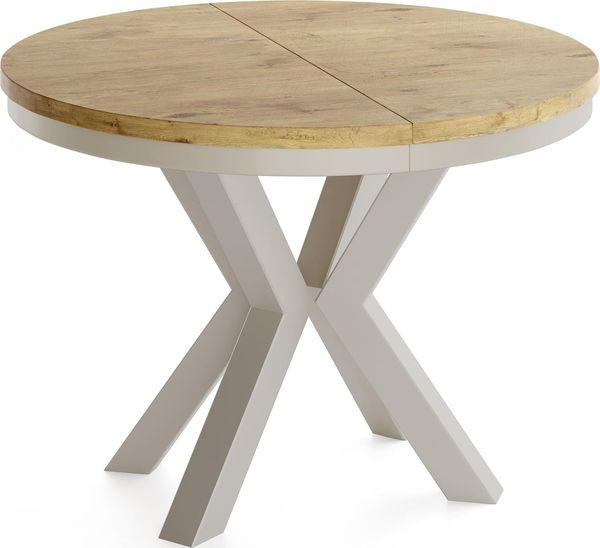 WFL GROUP Esstisch Clara Cashmere (erhältlich in zwei Größen – 100/120 cm, ausziehbar auf 180/200 cm), platzsparender Industrial Tisch in Holzoptik für Wohnzimmer oder Küche
