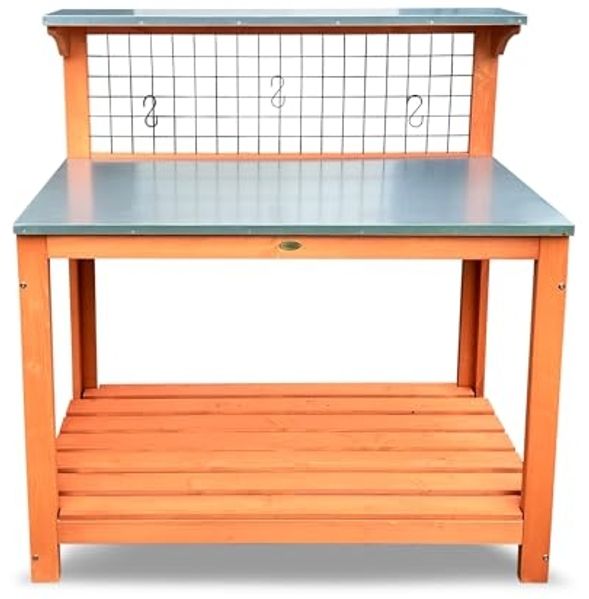 Habau 695 Gartentisch mit verzinkter Arbeitsplatte, Natur 101 x 55 x 117 cm