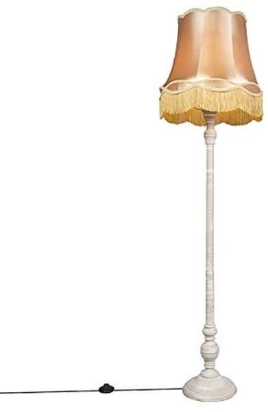 Qazqa Stehlampe Classico, ohne Leuchtmittel, E27, Gelb, Retro, Holz, 1-flammig