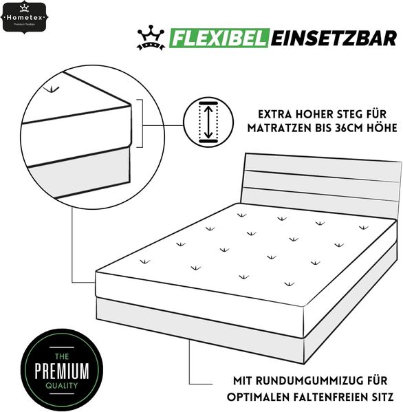 Hometex Premium Textiles Spannbettlaken Boxspringbett Spannbettlaken für hohe Matratzen, Jersey, Gummizug: rundum, Premium Qualität 160 g/m² feinster Baumwolle Bild 4
