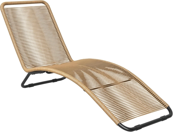 Outsunny Gartenliege aus Polyrattan, mit UV-Schutz, wetterfest, 120 kg belastbar, Relaxliege, 1 St, Sonnenliege, für Garten, Balkon, Outdoor, 176 x 58 x 82 cm, Naturholz