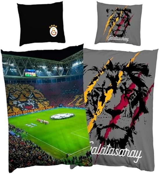 BERONAGE Wendebettwäsche Galatasaray Istanbul Fußball RAMS-Park Bettwäsche Linon / Renforcé, Baumwolle, 2 teilig, Süper Lig Bettwäsche