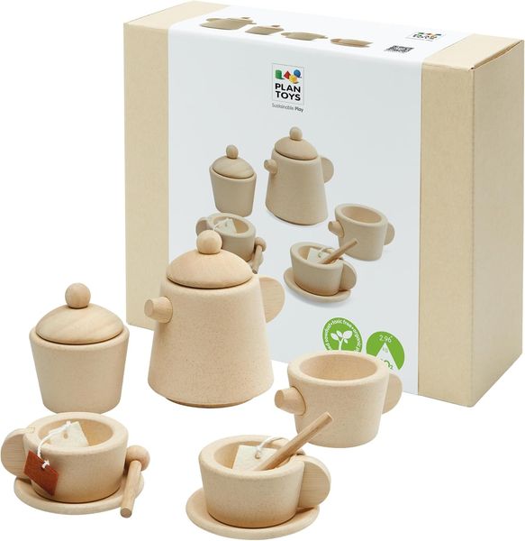 Kinderküchen Zubehör, klassisches Teeset, aus Holz, von Plantoys